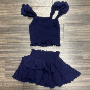 Katie J NYC Navy Ruffled Skirt Set